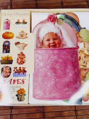 Anne Geddes Baby Shapes 10 Oversized Die Cut Cards Open Box 1996